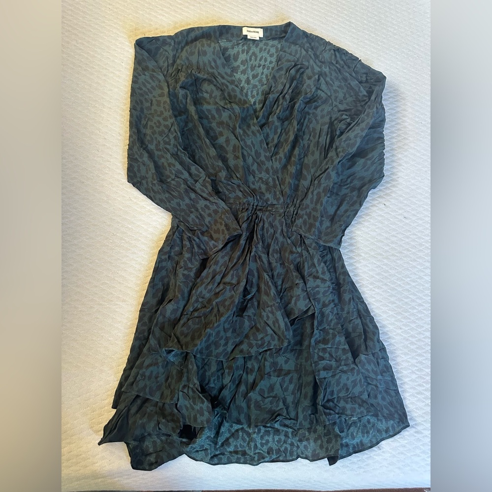 Zadig & Voltaire Teal and Black Patterned Top